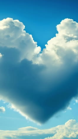 heart-shaped cloud in a clear blue sky. fluffy white clouds form a heart shape against a bright blue sky with scattered clouds on a sunny day.