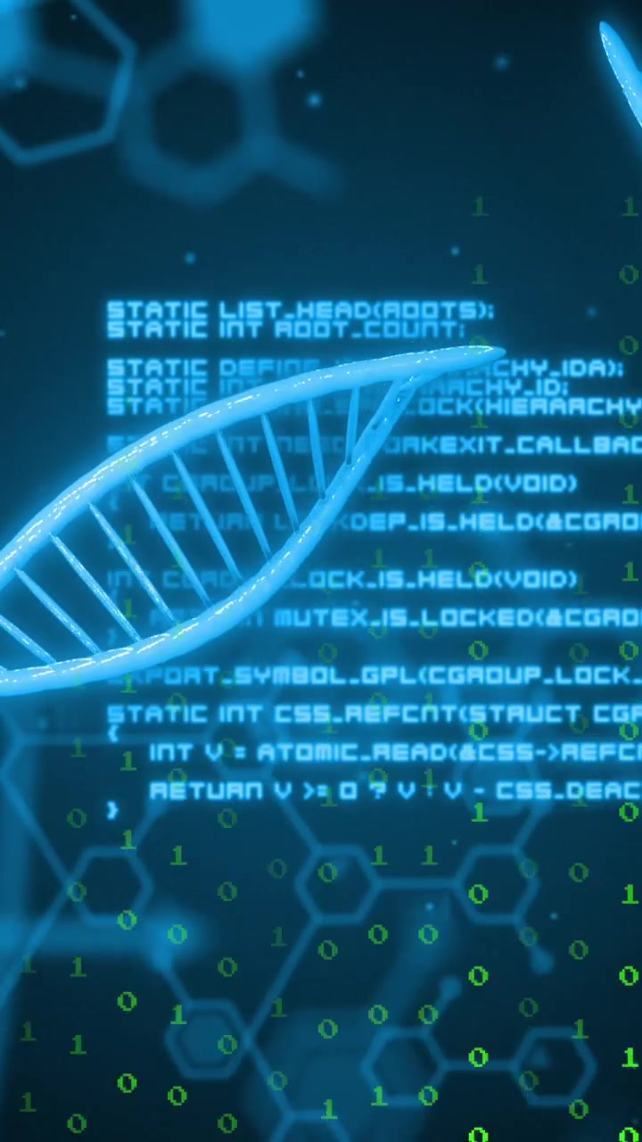 Animation of dna strands over data processing