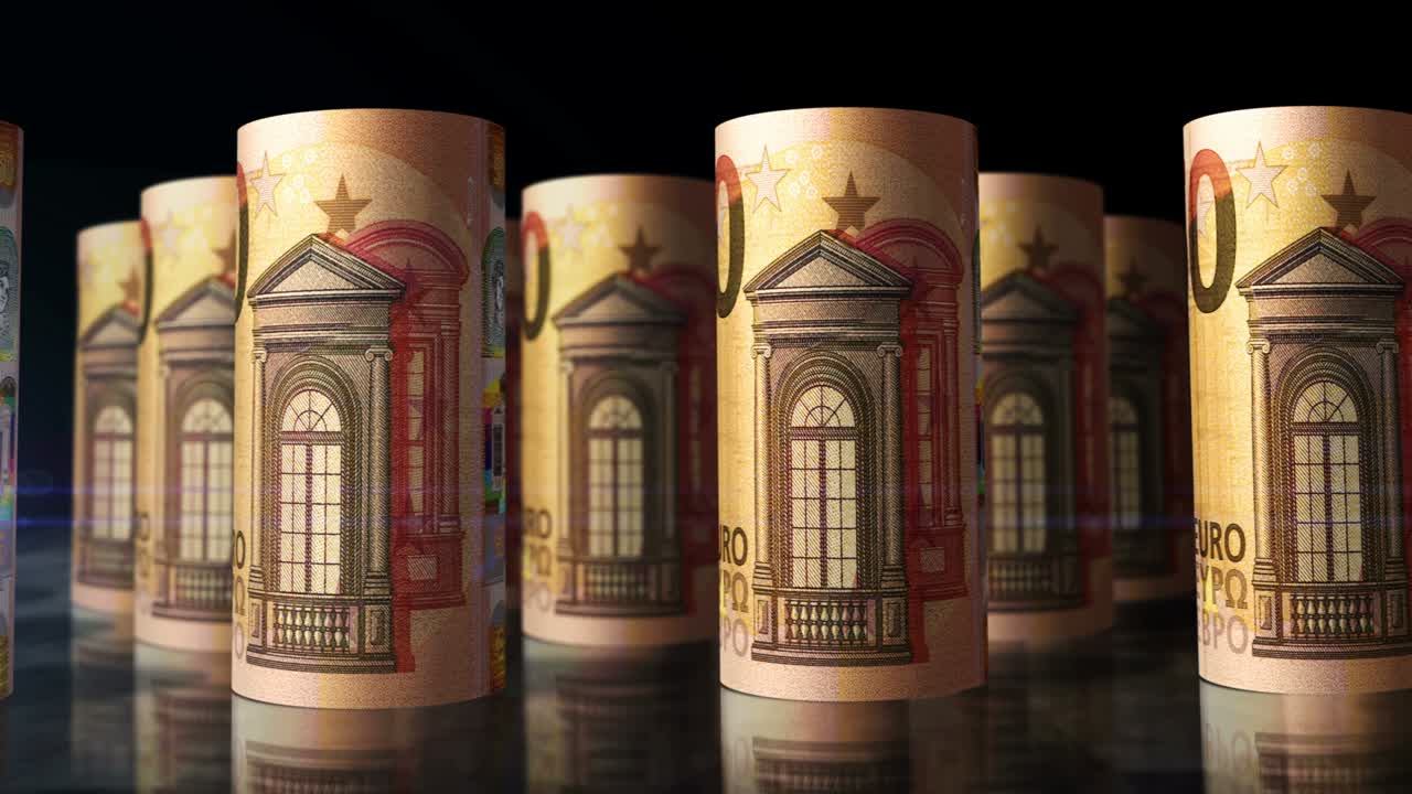 50 유로 지폐의 롤은 완벽한 루프입니다.