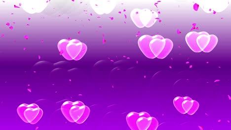corazón con pétalos de fondo animado