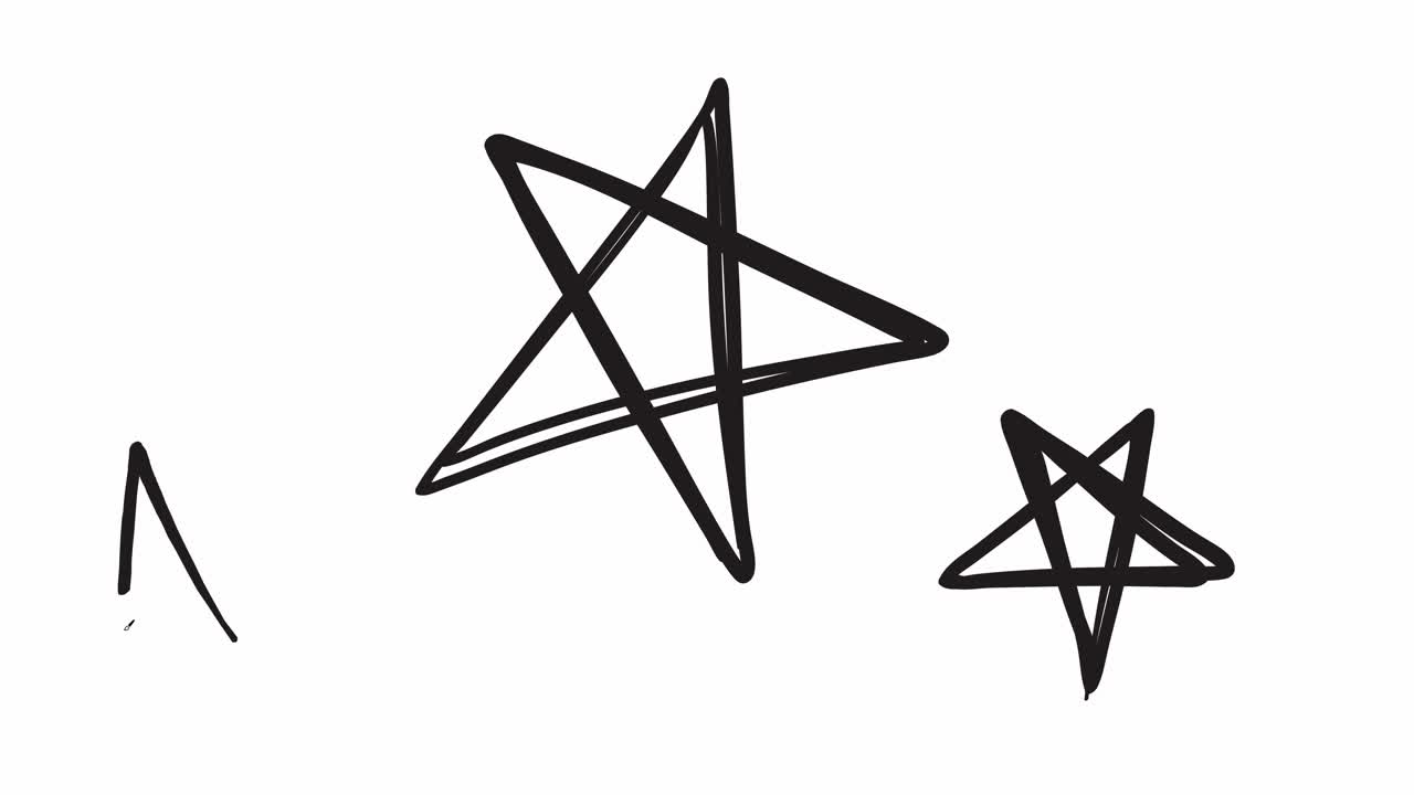 Hand-drawn stars multiply and move across a white background in a playful, minimalist animation with smooth transitions