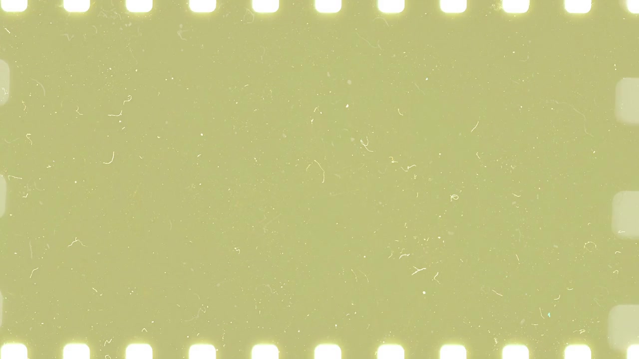 Bewegende vintage 35mm filmstrip met stof en lichtlekken
