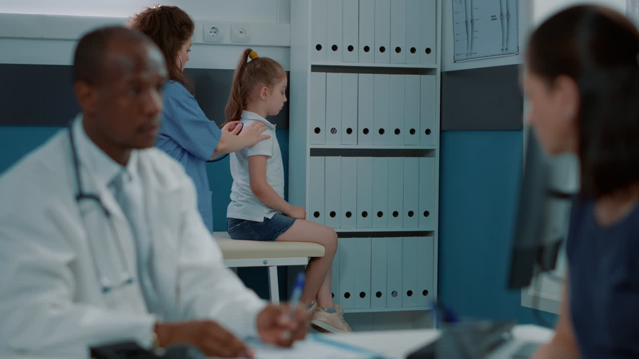 Medical examination of a child in a clinic