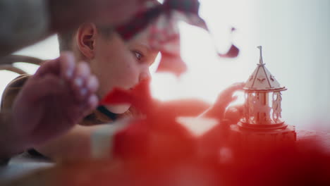 dreamy boy with christmas music box