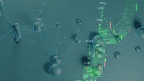 Processing-financial-data-and-network-connections-animation-over-stock-market-chart