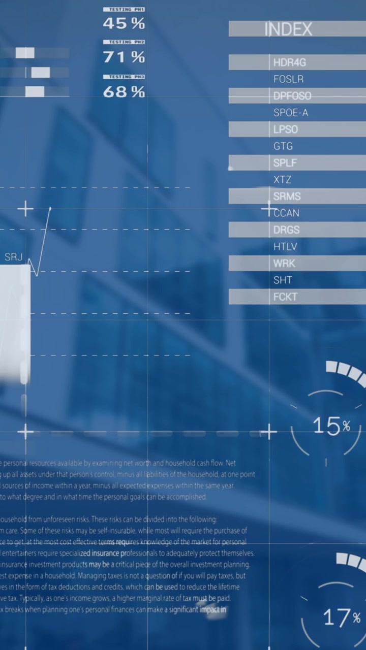 Animation af statistisk databehandling mod udsigt til høje bygninger