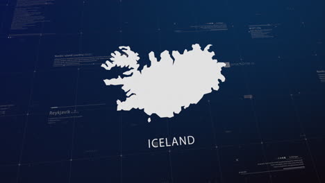 iceland country map comes to life with cinematic panning, unveiling key details, the capital, and slogan, providing an engaging background for corporate and commercial use