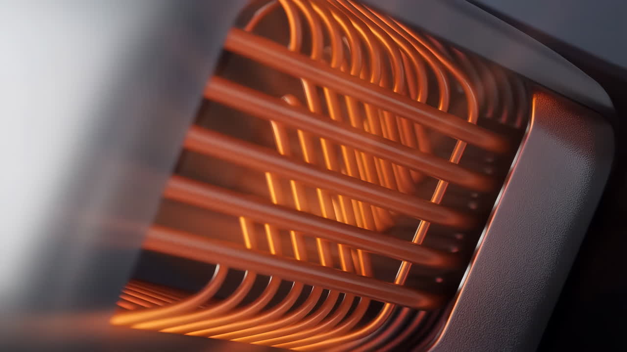 Futuristic Mechanical Grille with Red Glowing Elements
