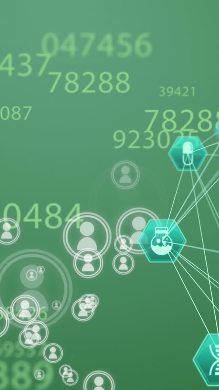 animación del globo de la red de conexiones con iconos y números