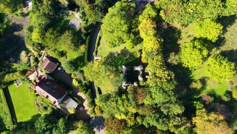 high altitude birds-eye view of the ruins of sutton valence castle