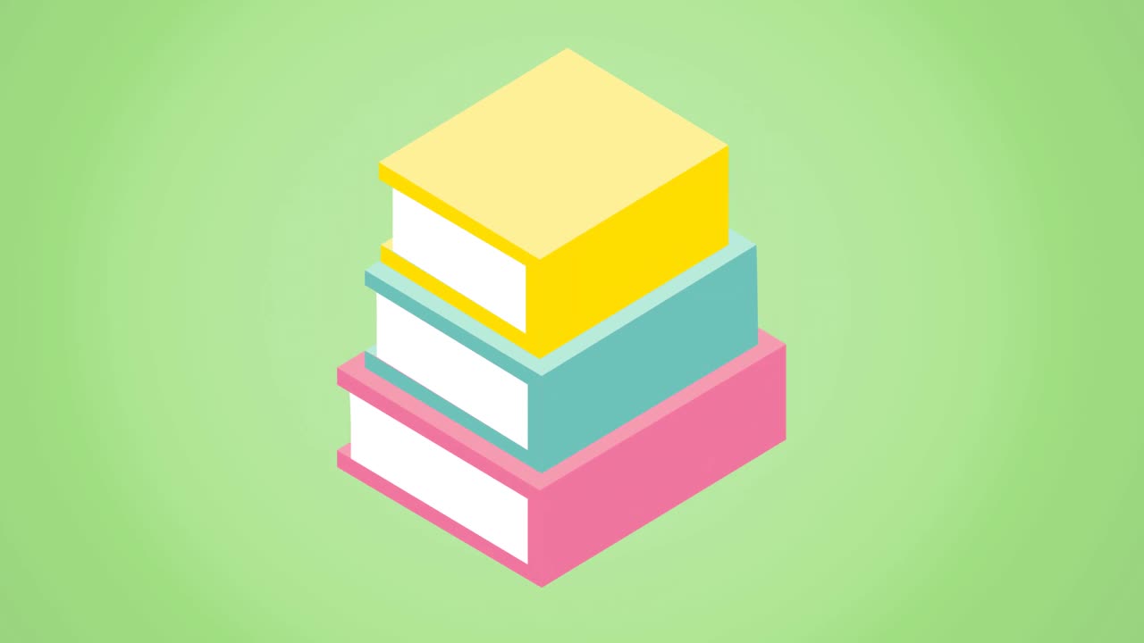 Animation of school items icons moving on green background