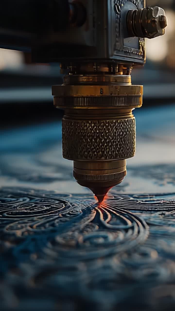 Precision Laser Cutting: An Intricate Process of Engraving Detailed Patterns with Laser Technology in a Fascinating Artwork Application