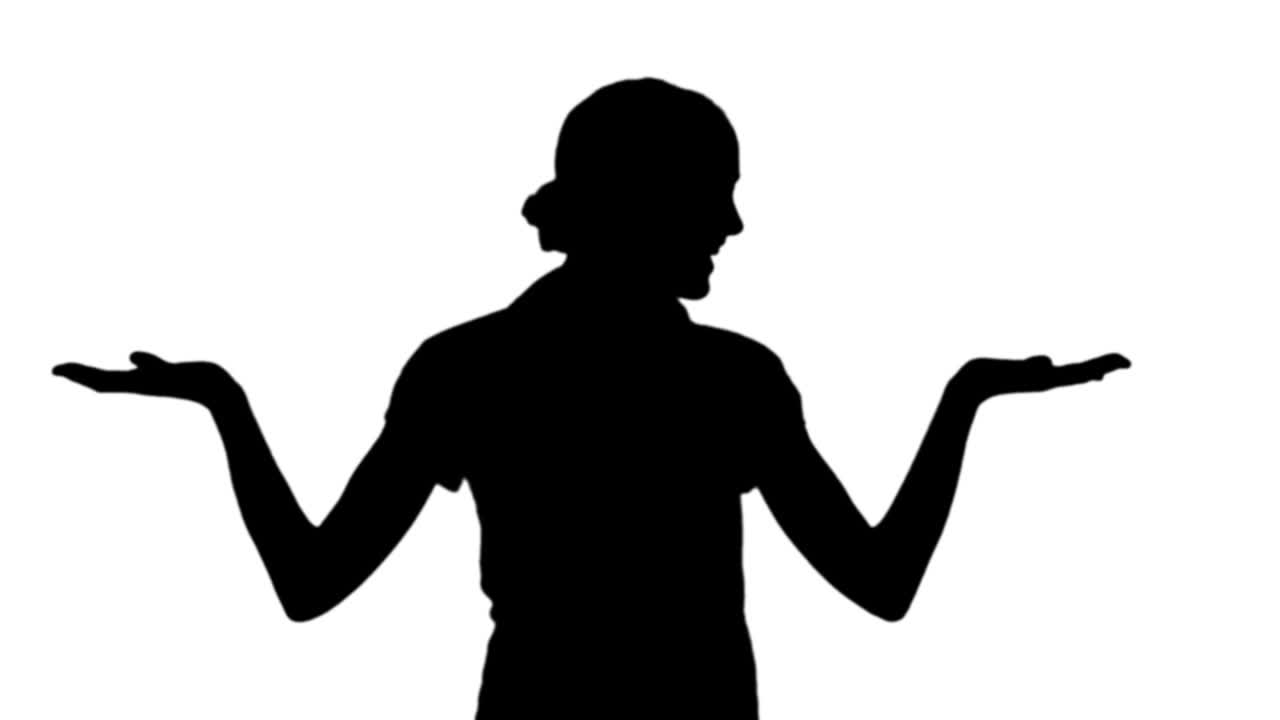 Woman making a choice in black silhouette