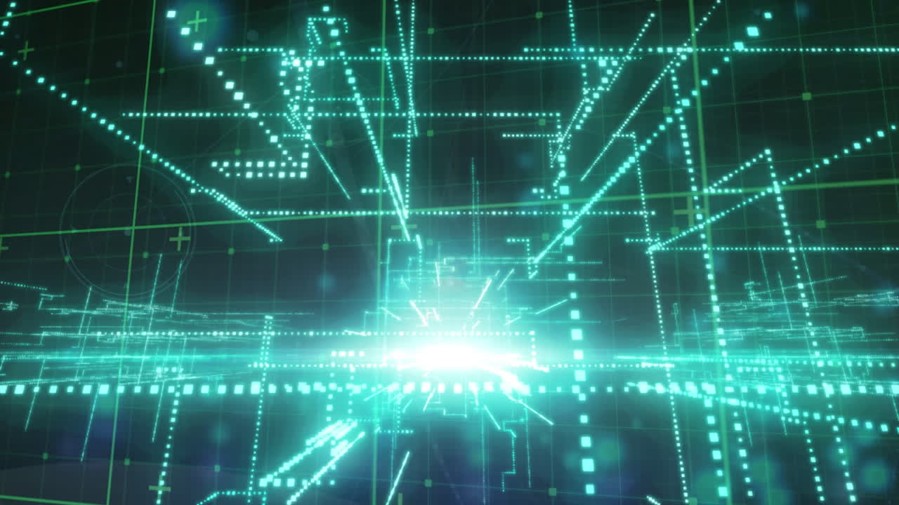 검은 디지털 화면 위에 조명의 애니메이션