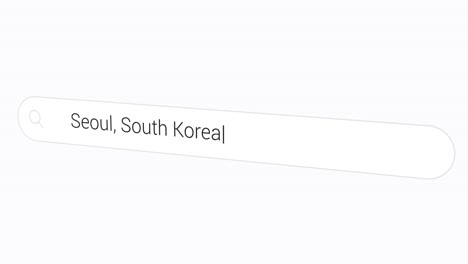 typing seoul, south korea on computer search bar - birthplace o k-pop