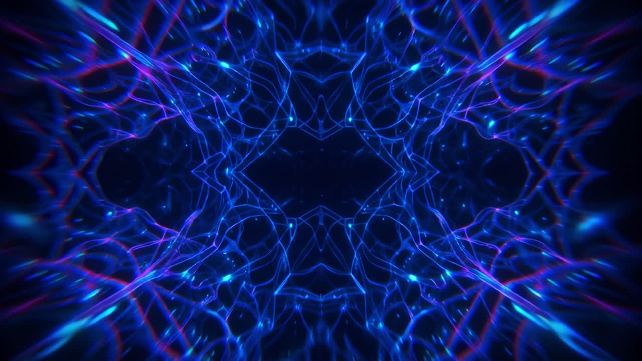 A mesmerizing visual journey through vivid neon fibers and intricate patterns, creating a captivating immersive experience in a digital universe of glowing connections and mesmerizing geometry