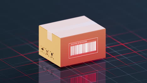 loop animation of carton and bar code, commodity inspection and transportation, 3d rendering.