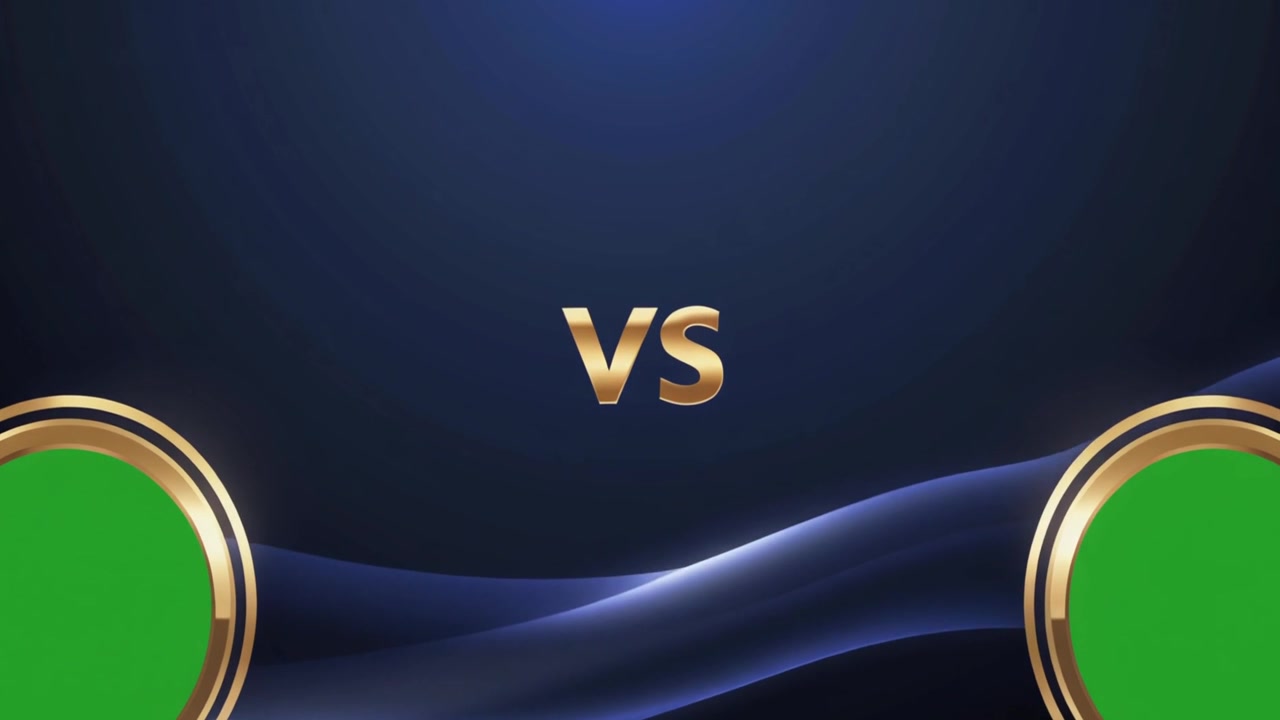 Versus Screen Template with Golden Text and Green Screen Placeholders
