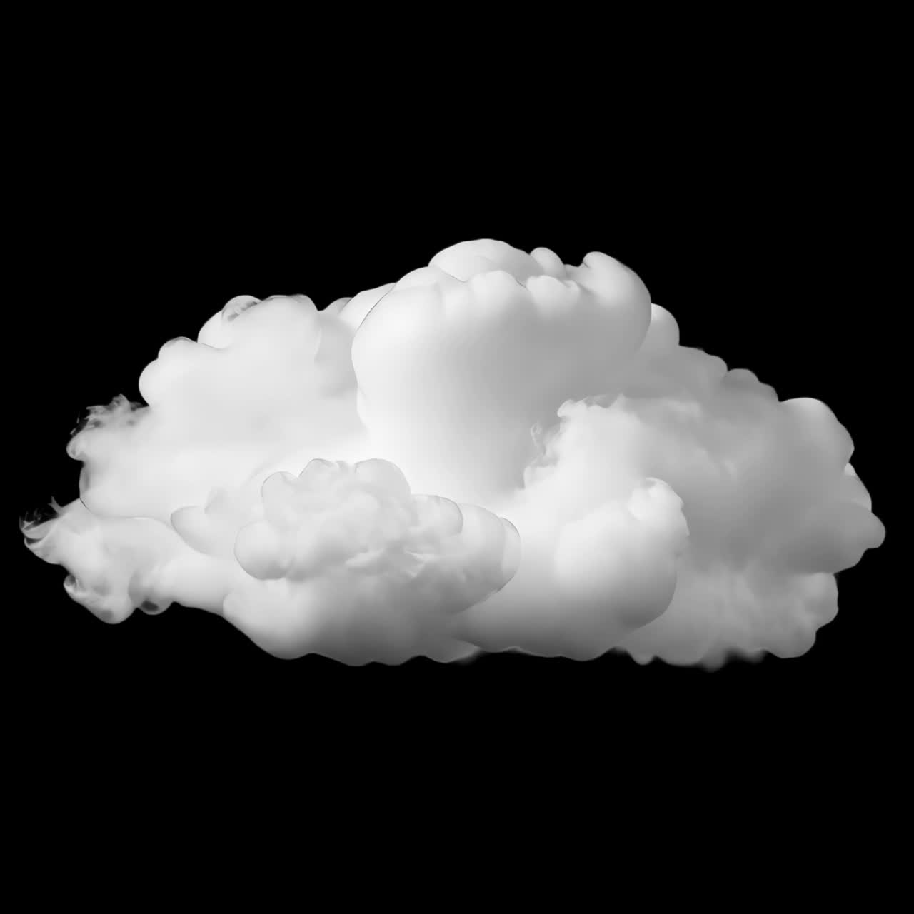 White big cloud animation isolated asset, transparent 4K video, alpha channel, ProRes 4444