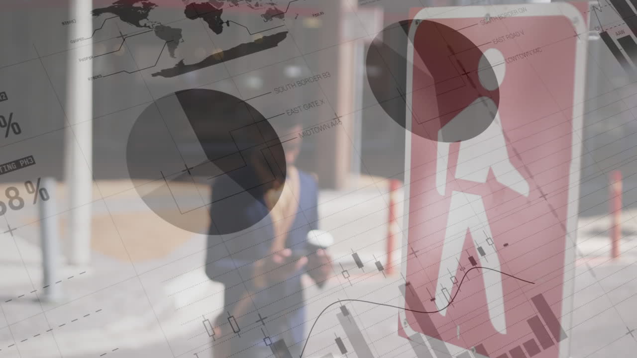 거리를 건너는 남자에 대한 그래프와 통계의 애니메이션