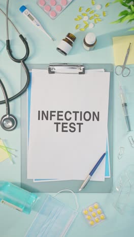 vertical video of infection test written on medical paper