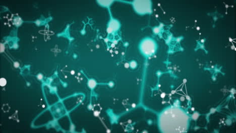 animation of floating molecules on blue background