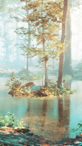 estanque de bosque de niebla