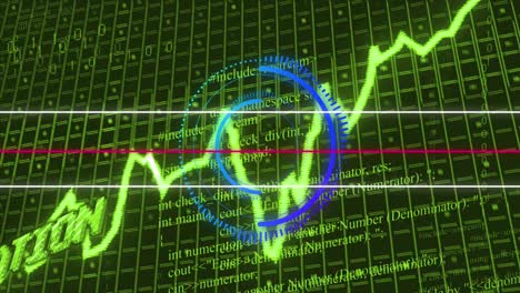 Animation-Von-Grünem-Inflationstext-Und--diagramm-Sowie-Blauen-Scanner-Verarbeitungsdaten