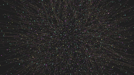 illusion abstract dark hole with neon rainbow glitters in dark galaxy