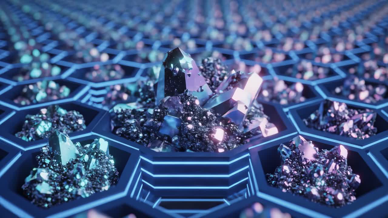 Crystals in hexagonal patterns