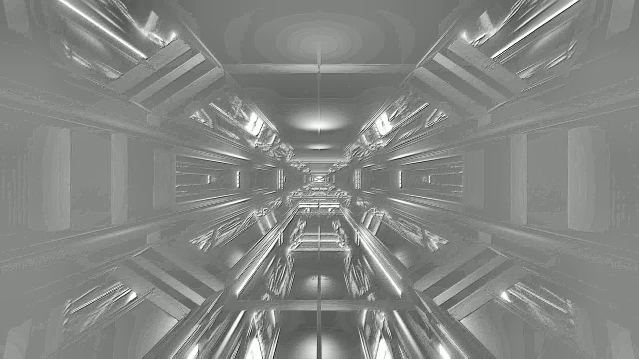 A neon tunnel with vibrant lights shows reflections and depth. The scene moves smoothly in high definition. Perfect for a screensaver or live wallpaper