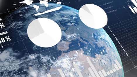 animation of data processing and statistics over globe