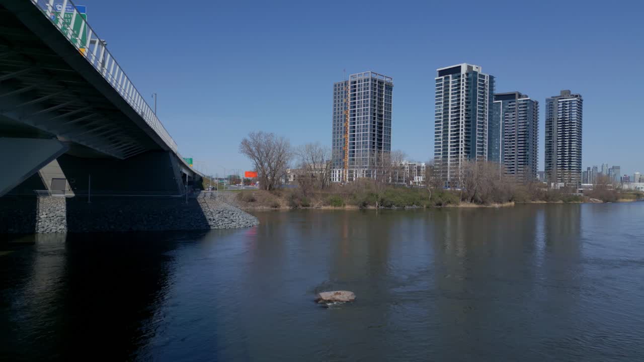 Modern City Bridge and Skyscrapers