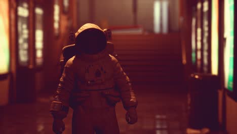 astronauta en el metro subterráneo