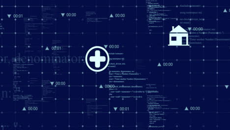 Animation-of-data-processing-over-media-icons