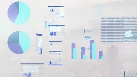 Animación-De-Procesamiento-De-Datos-Y-Diagramas-Sobre-El-Paisaje-Urbano.