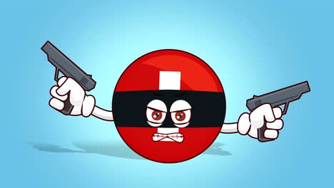 cartoon icon flag switzerland face animation armed bandit with luma matte