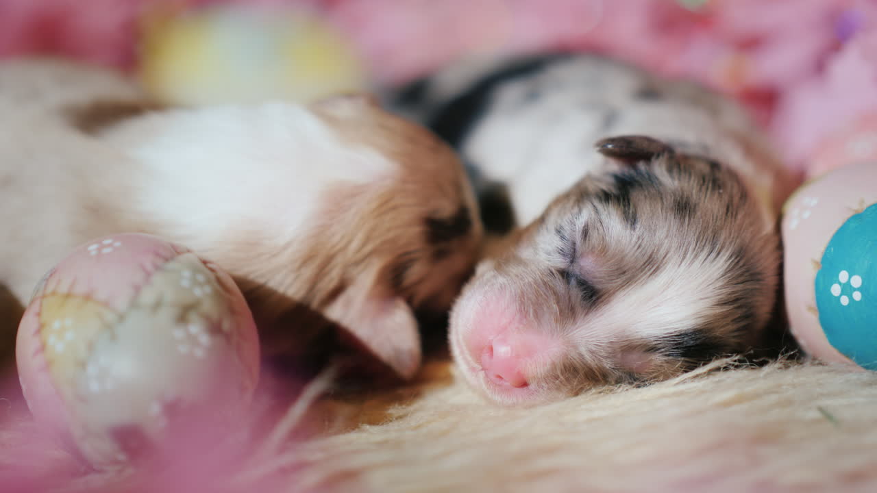Newborn Puppy Near Easter Eggs 02