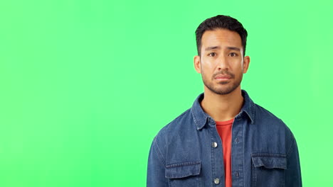 Man,-sad-and-portrait-on-green-screen