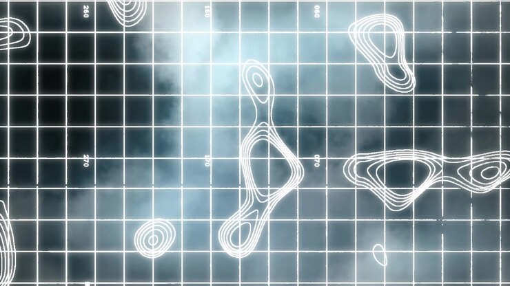 Animazione di una rete di connessioni con icone su elaborazione dati.