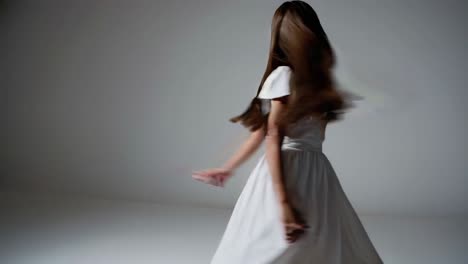 smiling girl in white dress