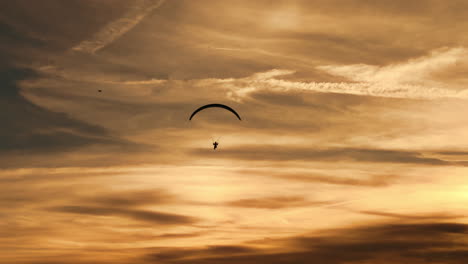 paragliding at sunset