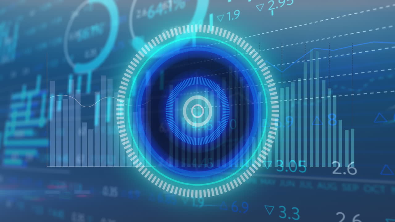 animación del escaneo del alcance y el procesamiento de datos financieros