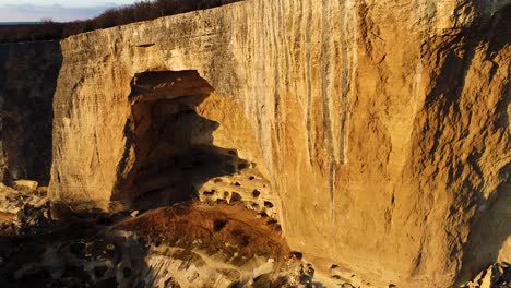 ancient caves in cliff face