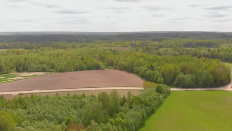 Aerial-view-of-beautiful-countryside-landscape-in-northern-Europe,-day