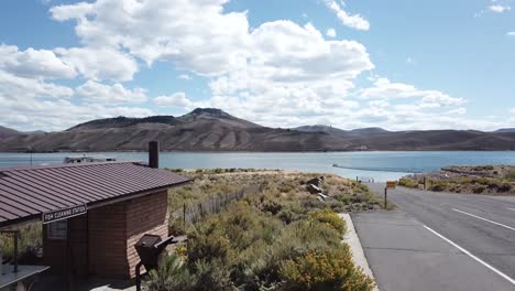 lake in nevada aerial 4k shot pan around orbit