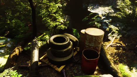 garbage dump in tropical forest