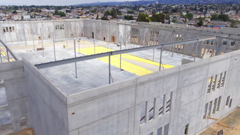 prefabricated precast walls installed at the construction site