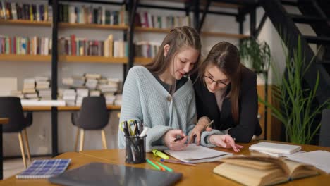 student and teacher studying together in a library