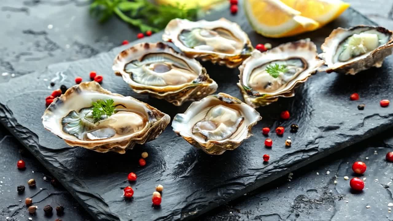 Fresh Oysters on Slate Plate